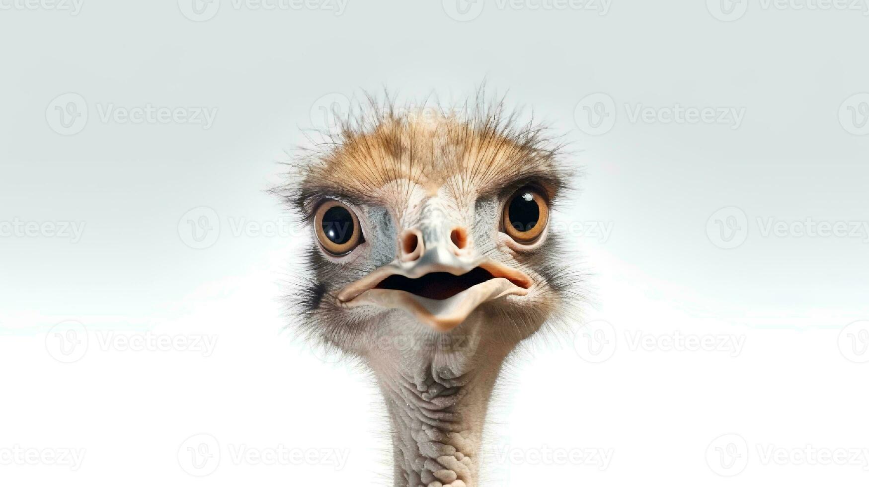 Photo of a ostrich on white background