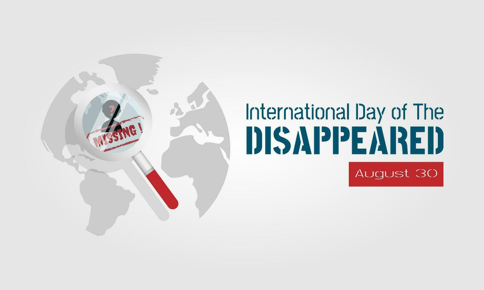 International Missing Persons Day greetings with missing people around the world vector