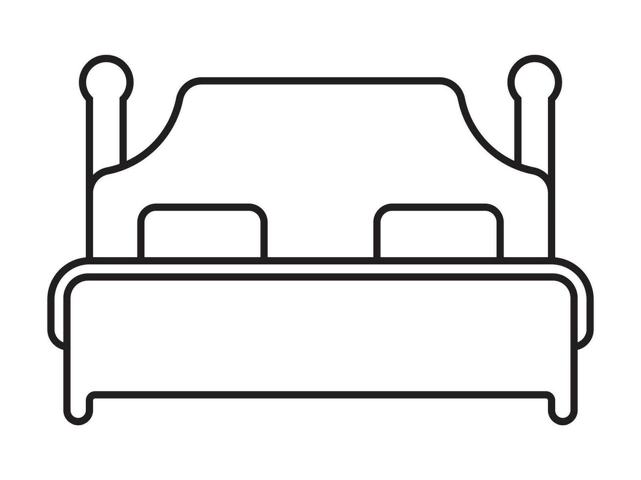 Double bed vector line art icon for apps or website