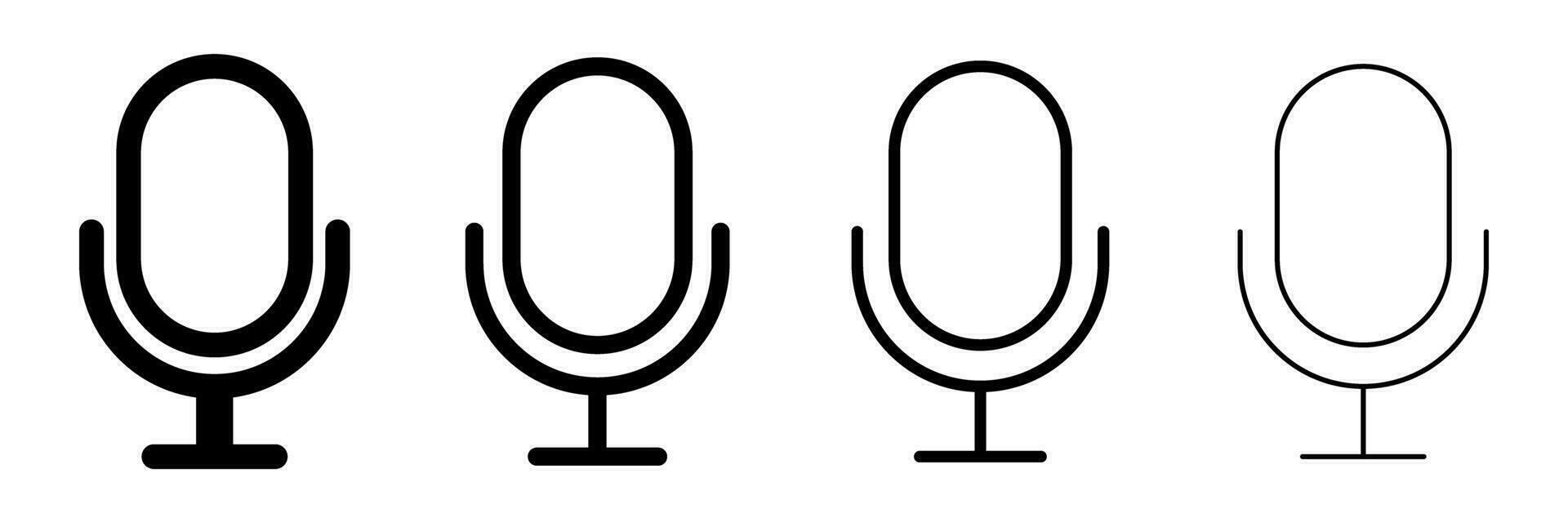 micrófono icono conjunto con diferente línea anchos grabación micrófono colocar. vector. vector