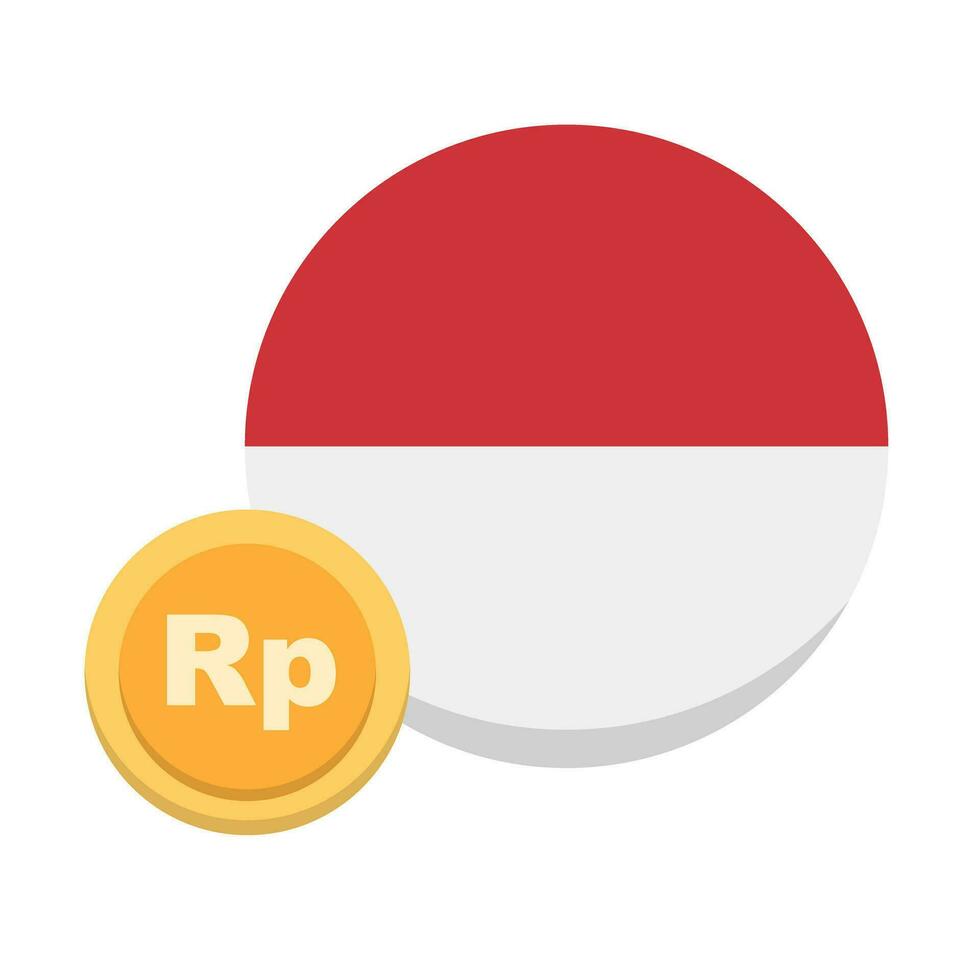 Round Indonesian flag and Indonesian rupiah coin. Vector. vector