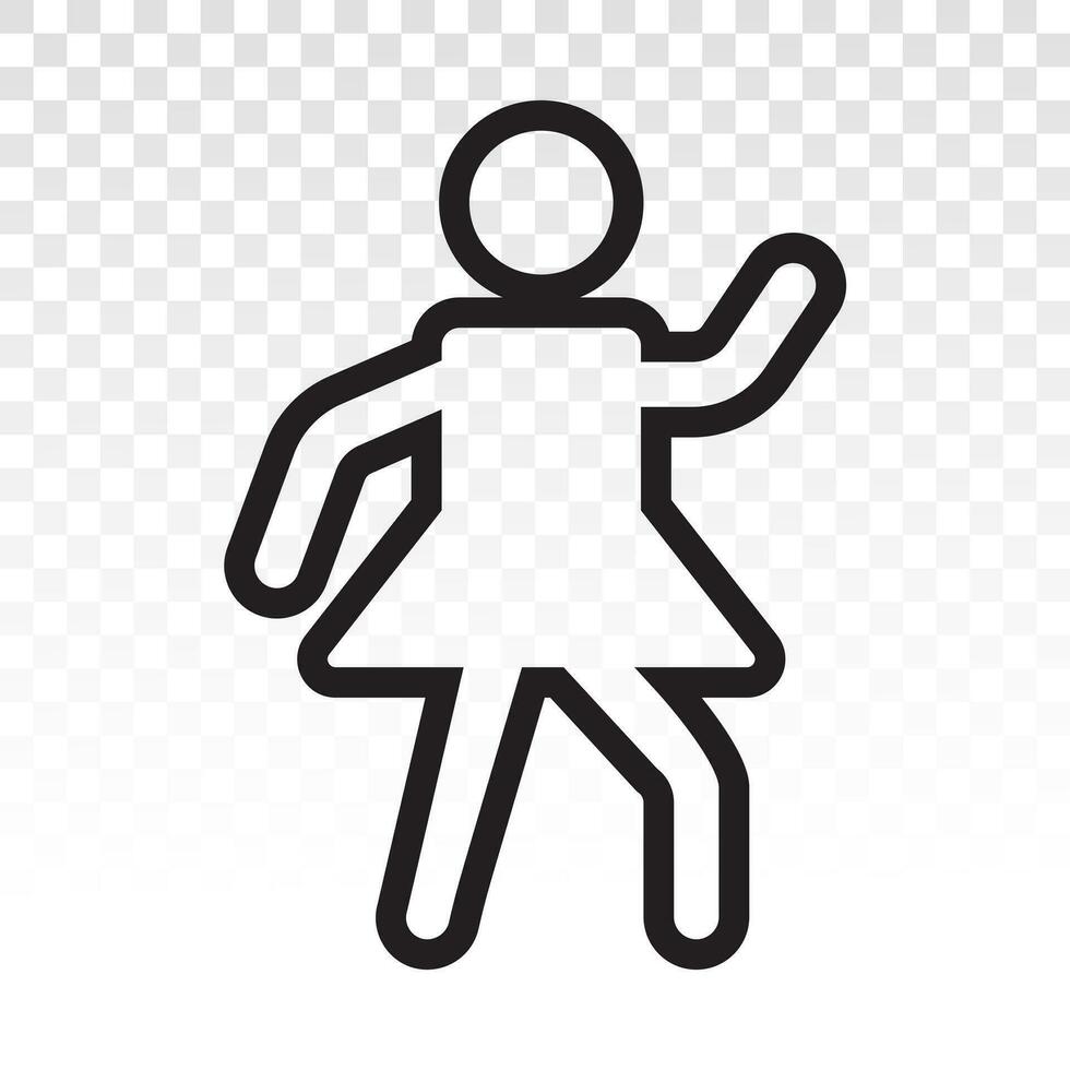 Woman walking or walk foot - Line art icon for apps or websites vector