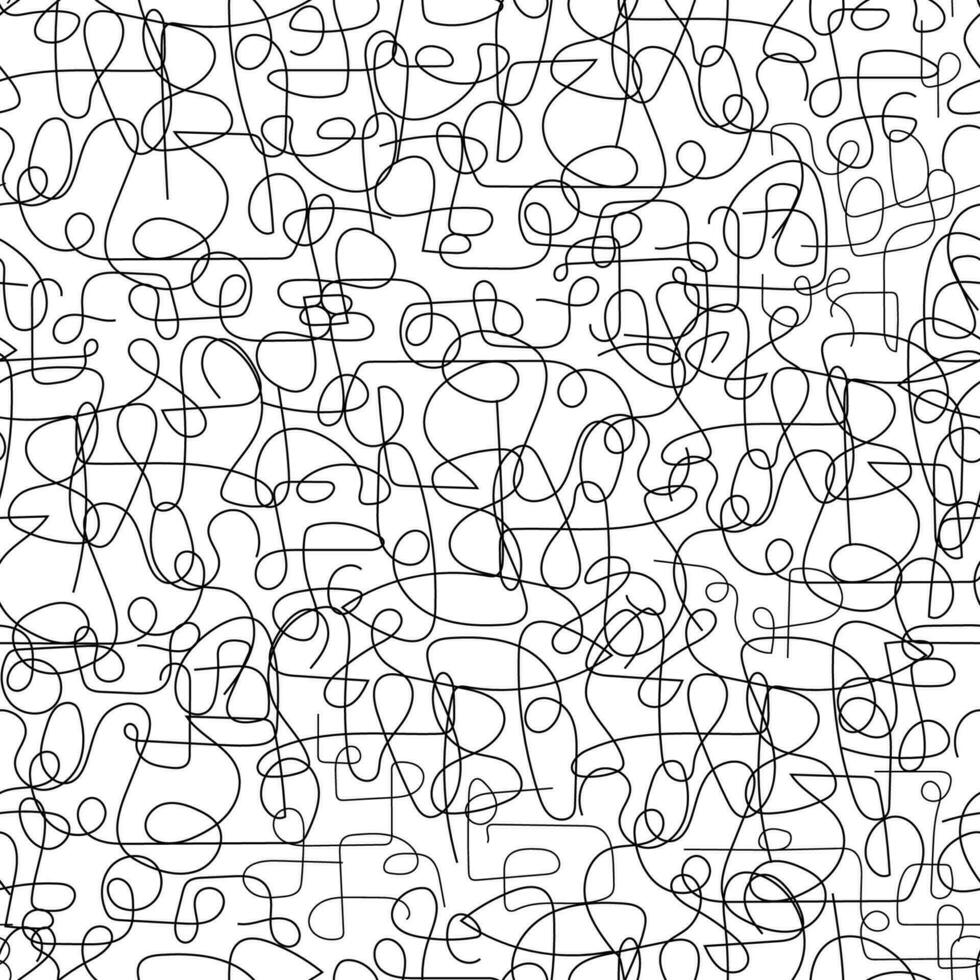 Seamless pattern with abstract doodle pattern. Simple linear vector graphics.