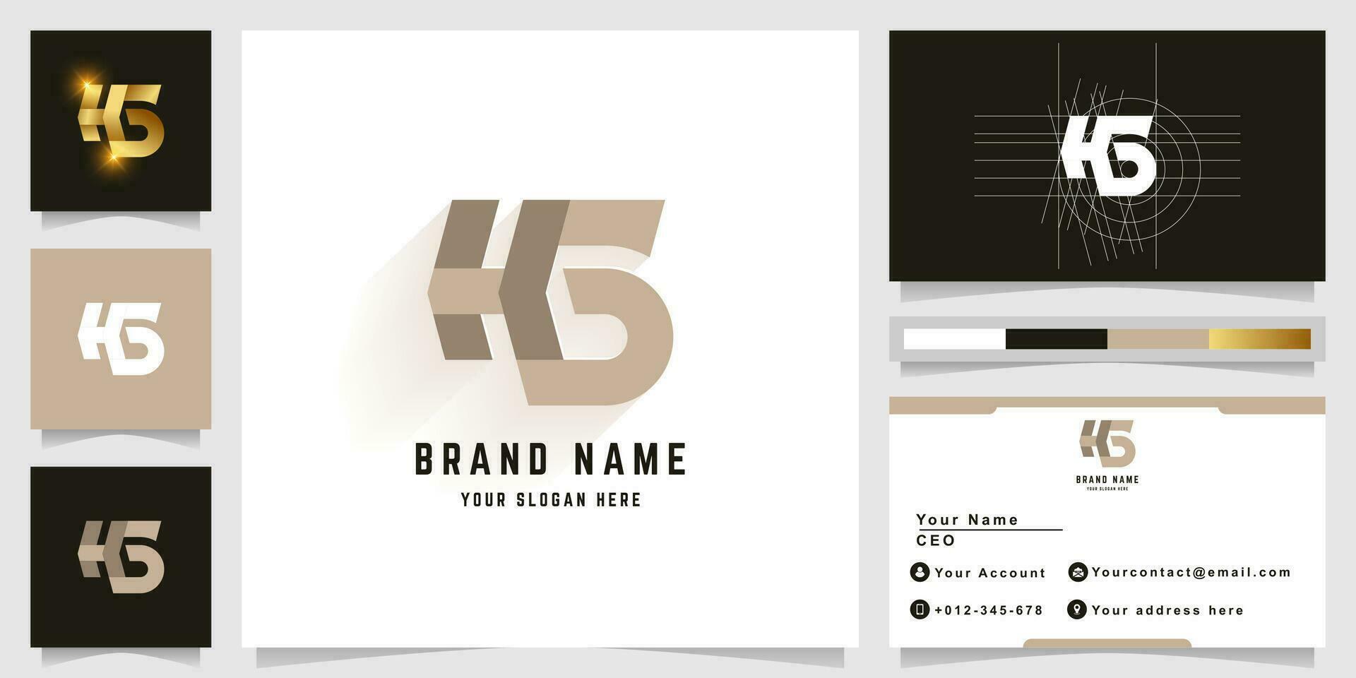 Letter HG or HS monogram logo with business card design vector