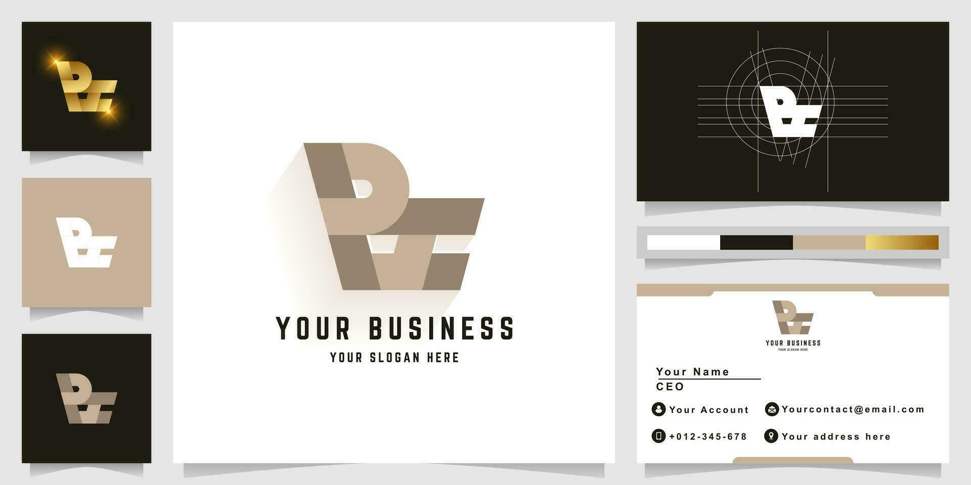 Letter Bc or Bt monogram logo with business card design vector