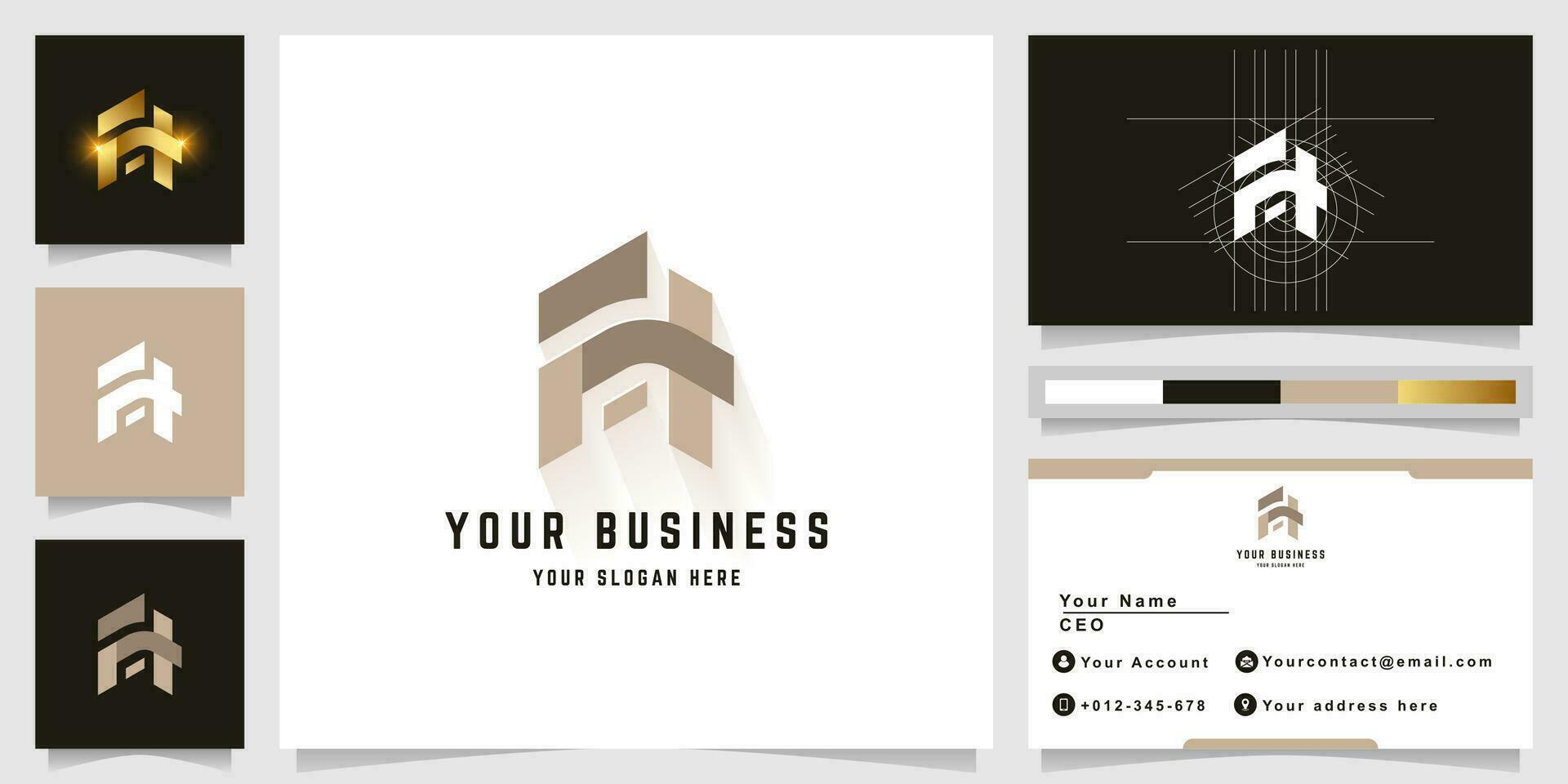 Letter FH or EN monogram logo with business card design vector