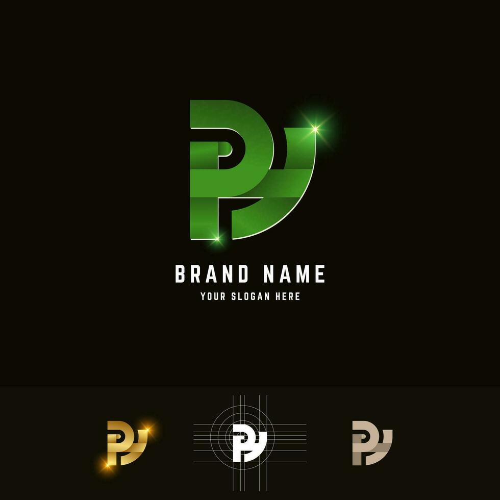 Letter RY or PH monogram logo with grid method design vector