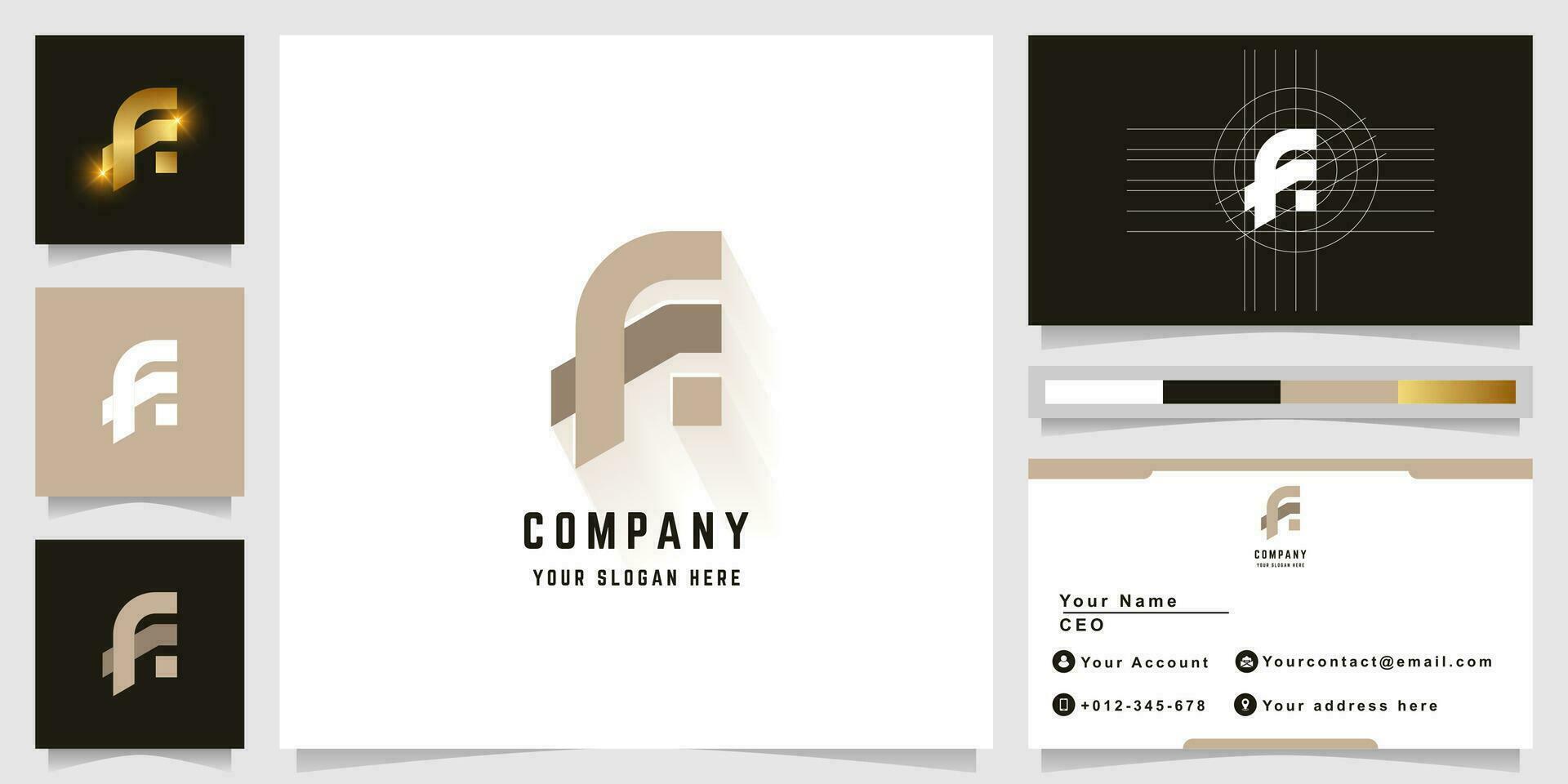 Letter Fi or FE monogram logo with business card design vector