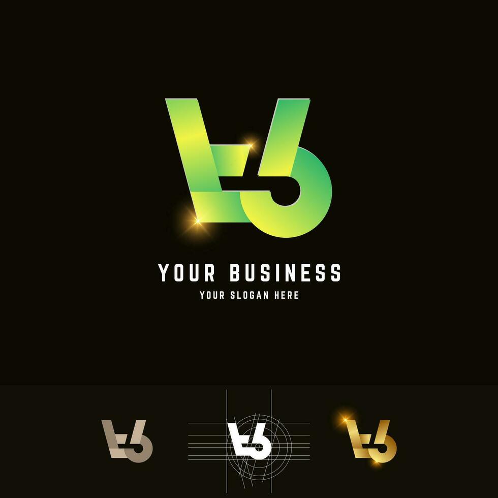 Letter tb or tvo monogram logo with grid method design vector