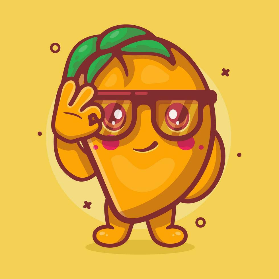 gracioso mango Fruta personaje mascota con Okay firmar mano aislado dibujos animados en plano estilo diseño vector