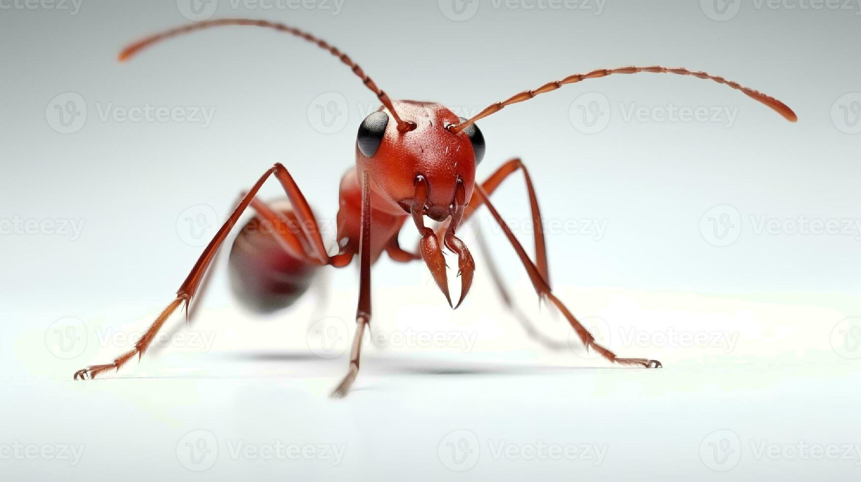 Photo of a weaver ant on white background. Generative AI
