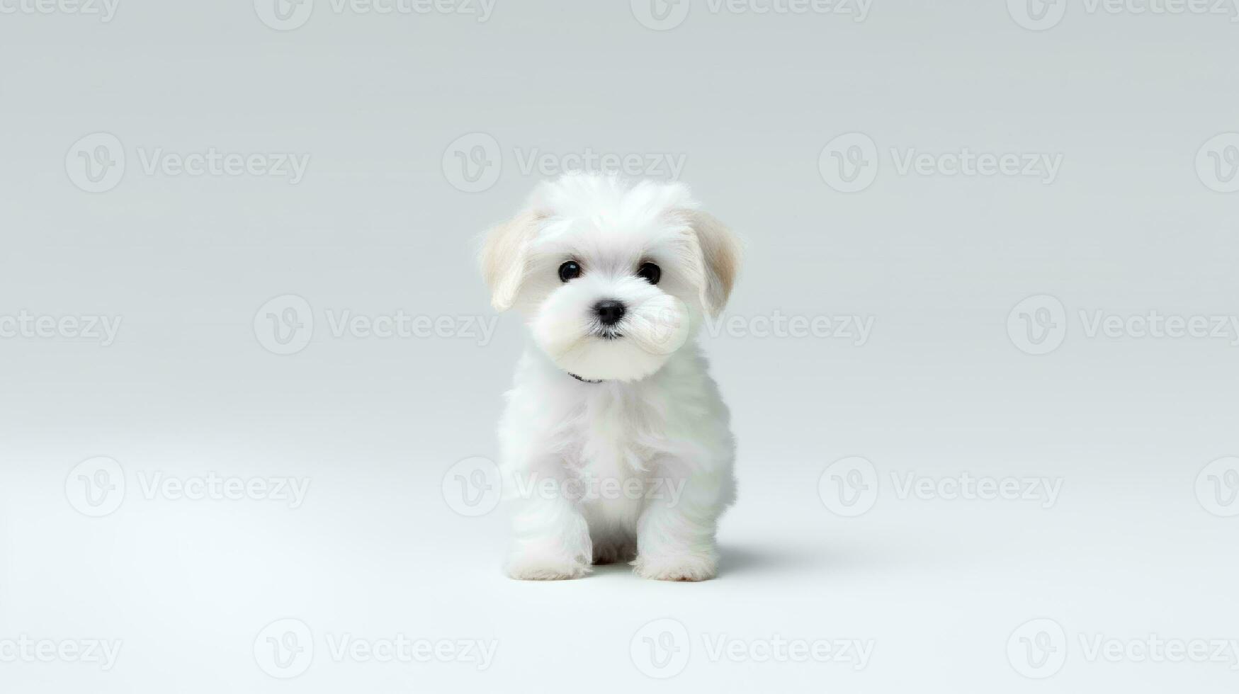 Photo of a shih tzu on white background. Generative AI