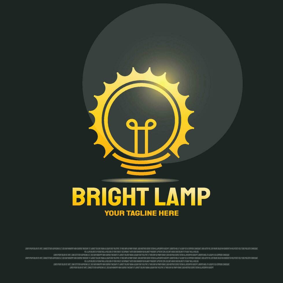 Bright lamp logo design with bulb and gear concept. technology icon.illustration element vector
