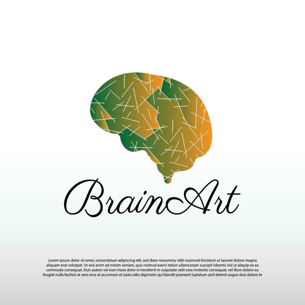 Human brain logo with art design concept -vector vector