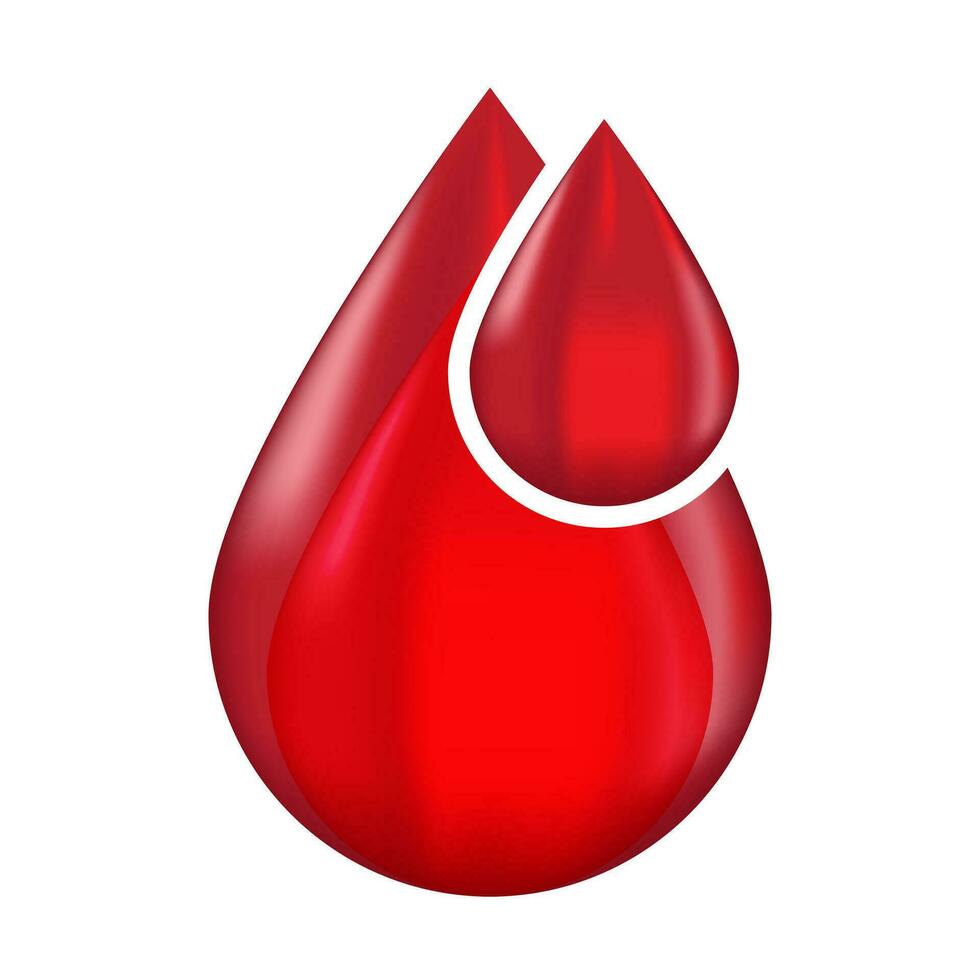 Red blood drop or droplet flat vector icon for medical apps and websites
