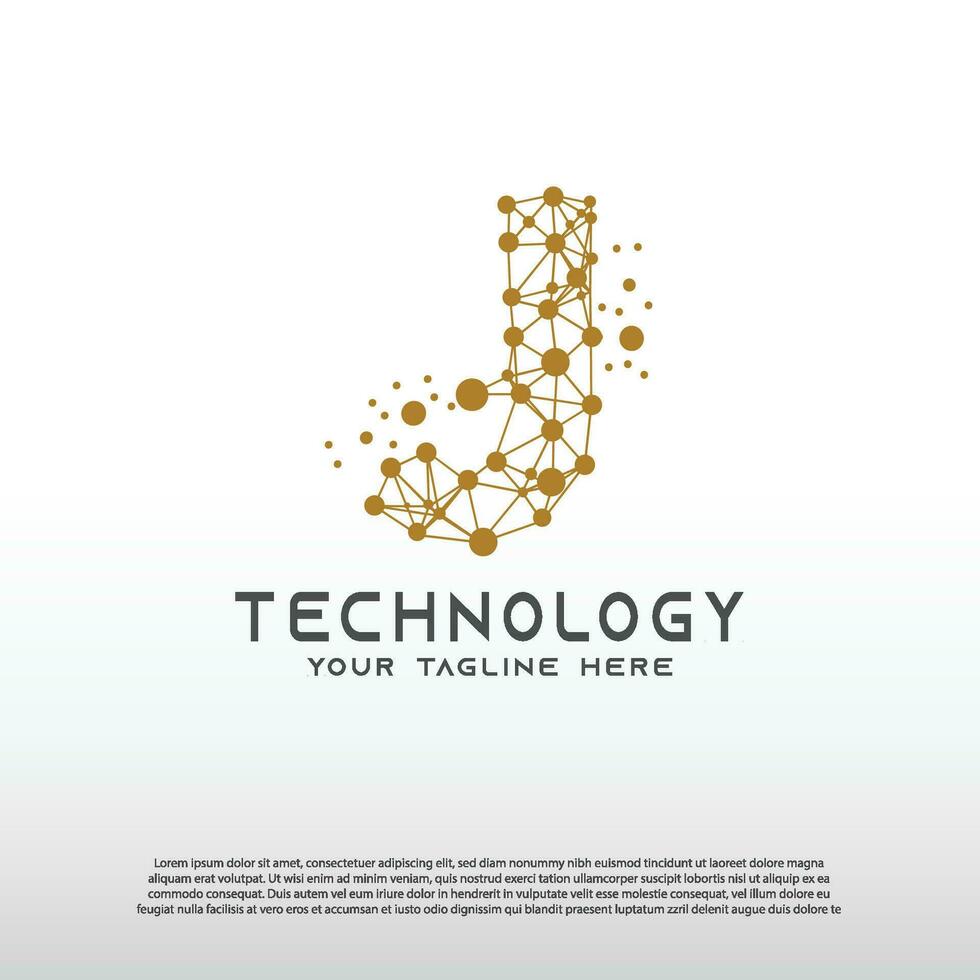 Technology logo with initial J letter, network icon -vector vector