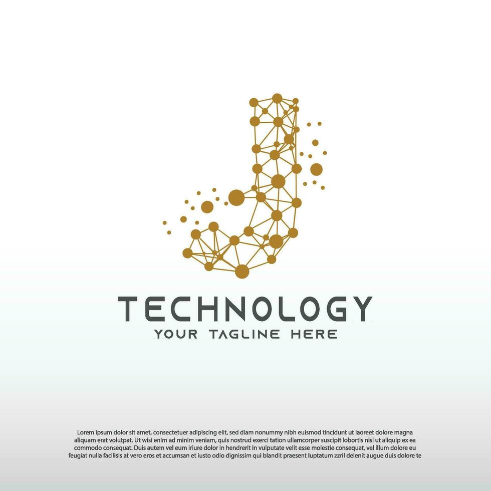 tecnología logo con inicial j carta, red icono -vector vector