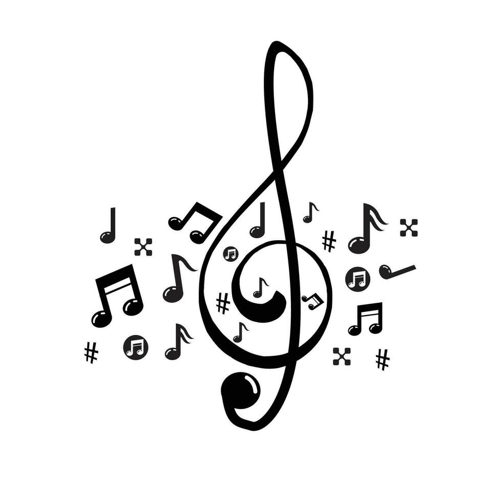 music scale or music note sign or symbol. musical scale icons element vector for banner material, background.