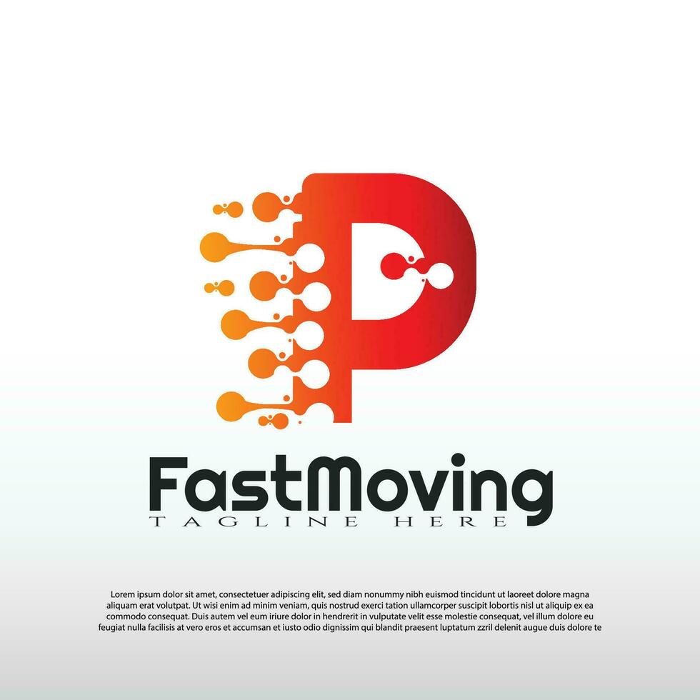 Fast Moving logo with initial P letter concept. Movement sign. Technology business and digital icon -vector vector