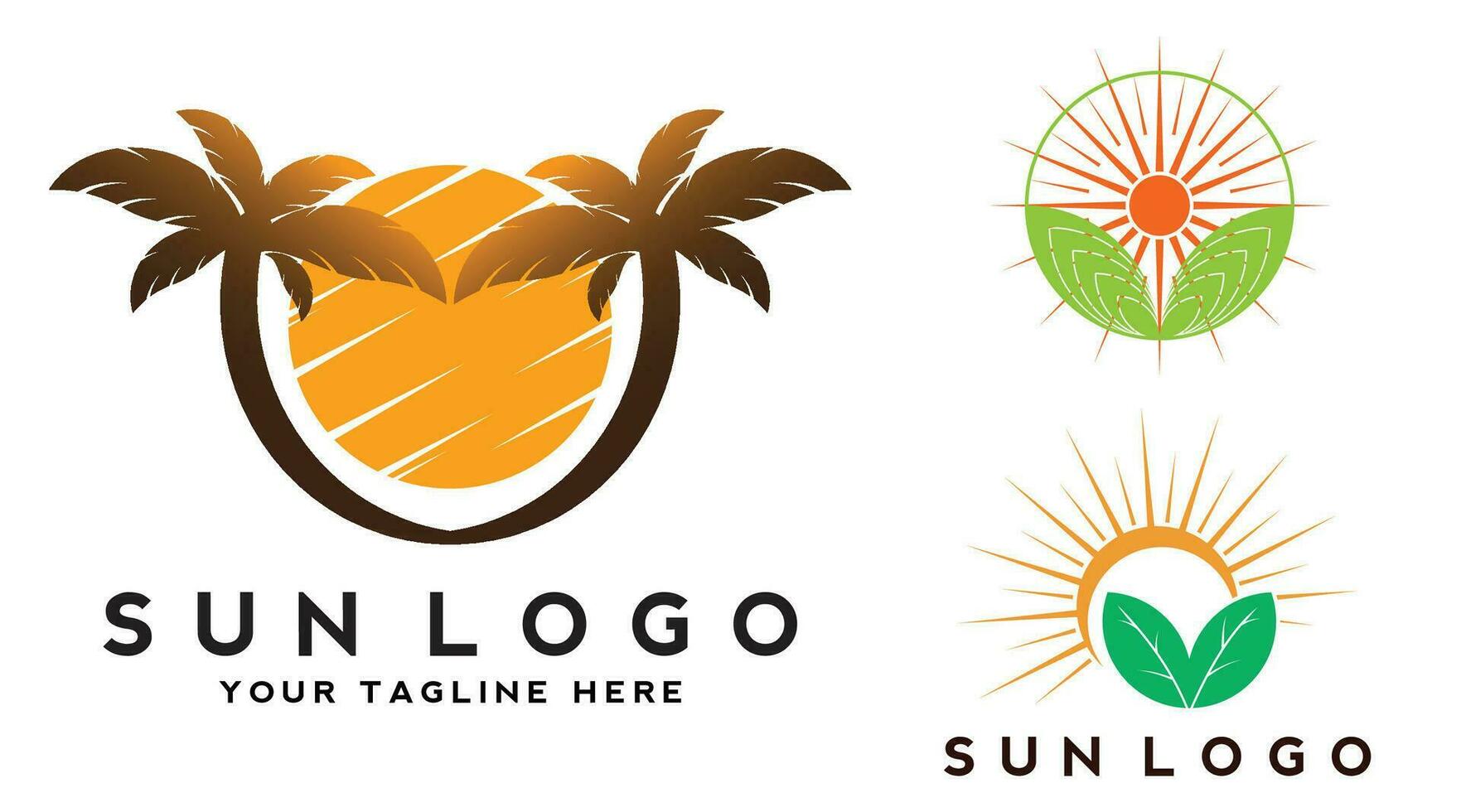 sun logo design on the horizon. summer sign or symbol. Sun icon vector. illustration element. vector