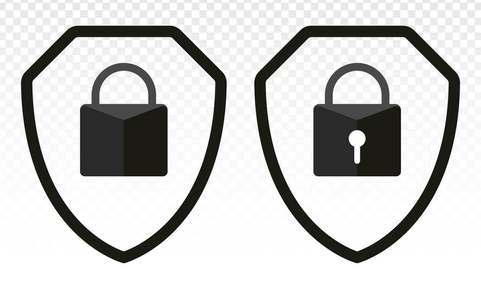 Security shield or virus shield lock icon for apps and websites vector