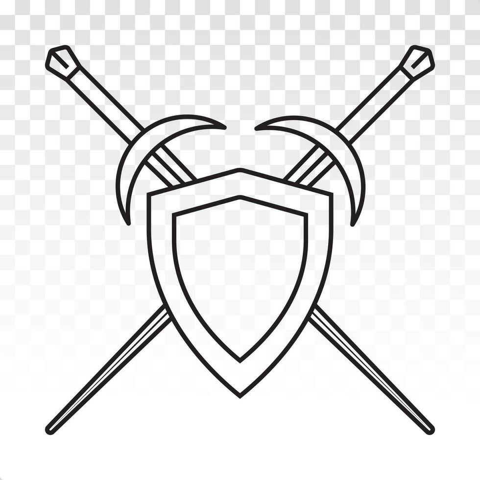 Sword shield or Crossed sword sheath in the shield vector