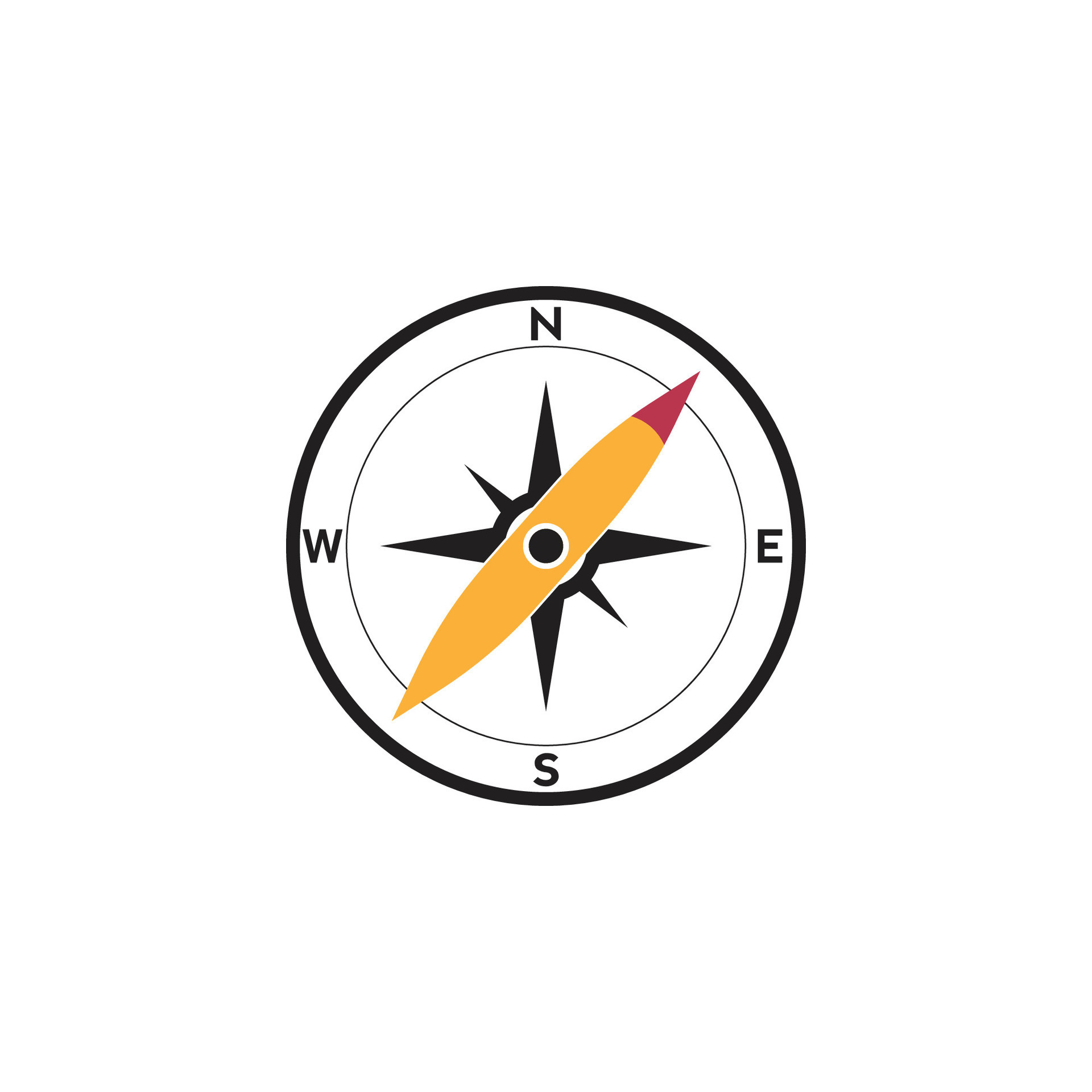 Compass logo design. pointer north, south, east, west, compass symbol