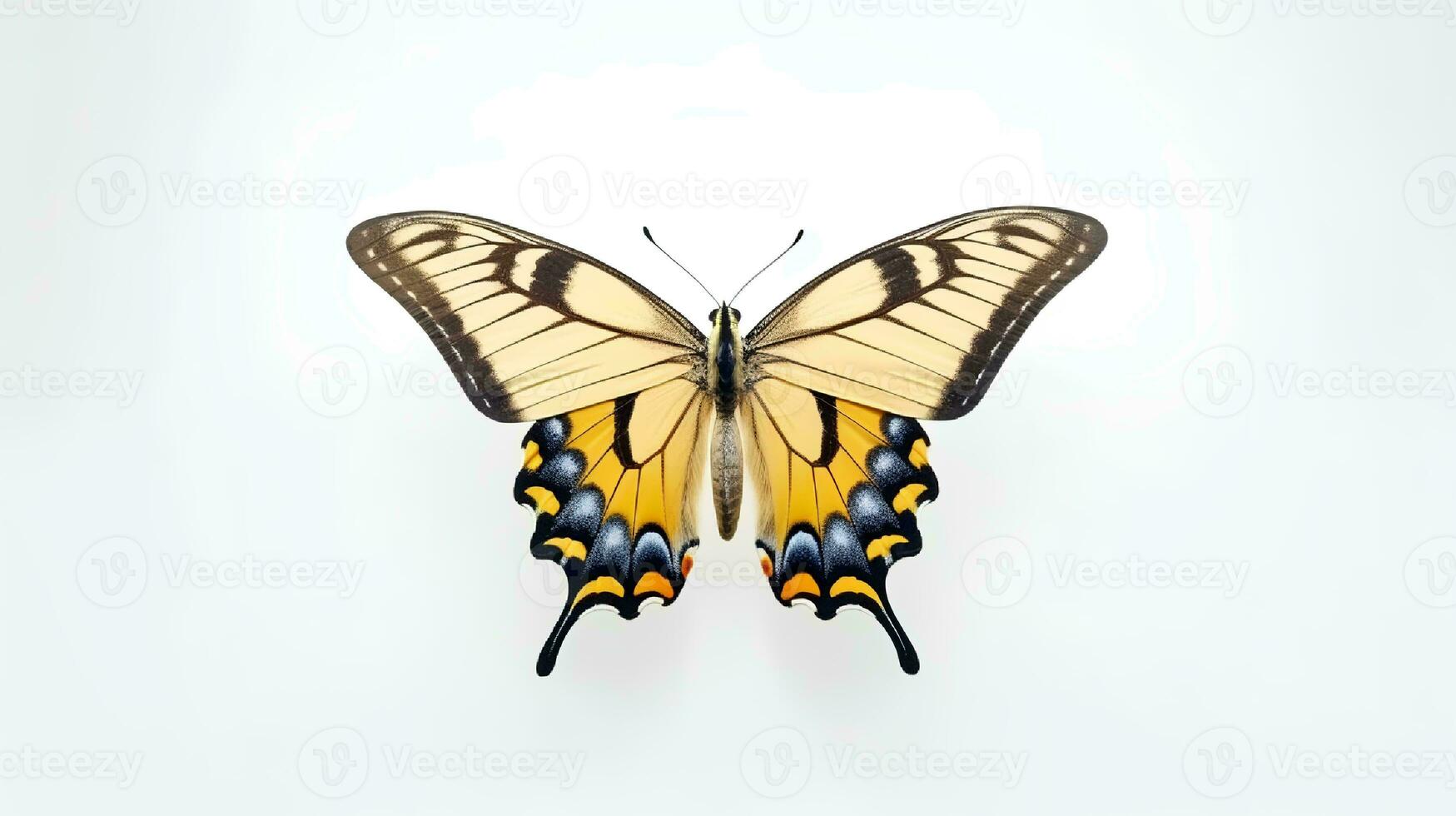 Photo of a swallowtail butterly on white background. Generative AI