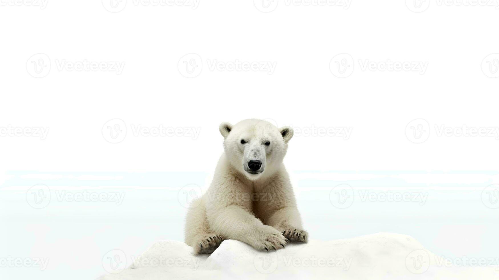 Photo of a Knut the polar bear on white background. Generative AI