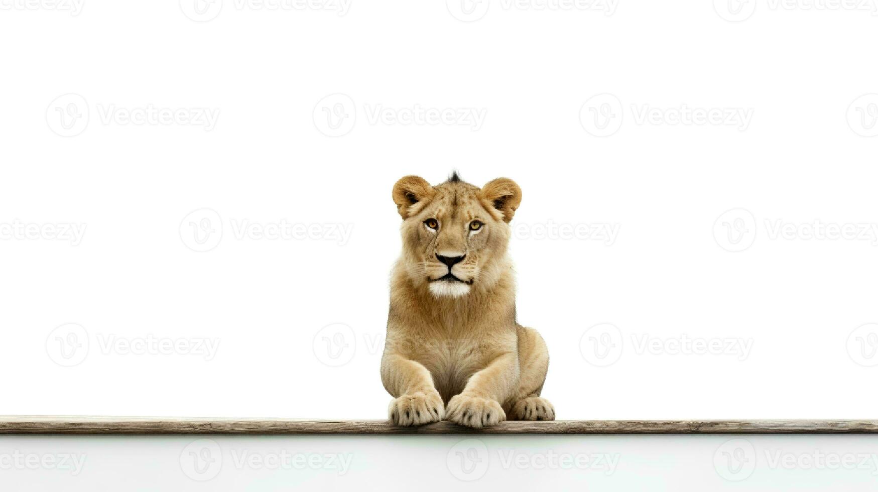 Photo of a lion on white background. Generative AI