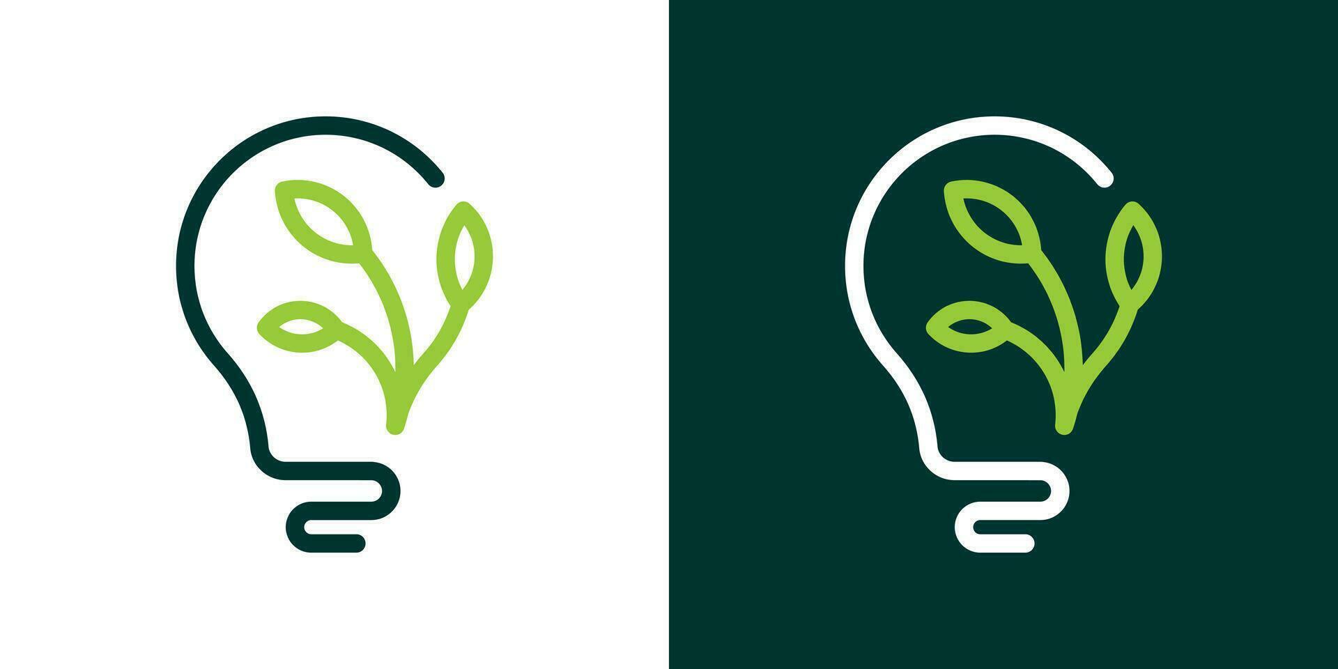 light bulb and plant logo design element created in line and minimalist style vector