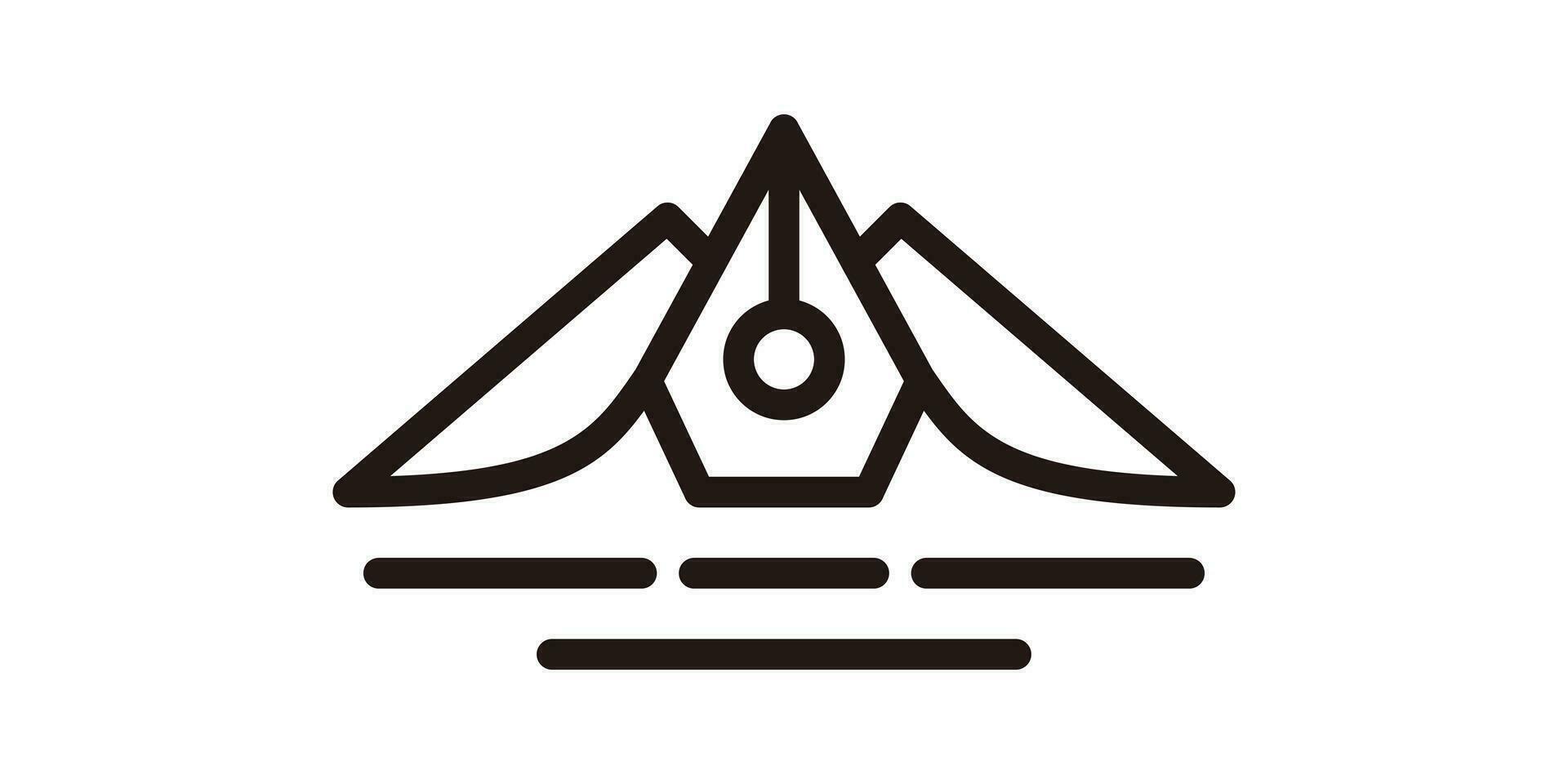 mountain and pen element logo design made in line style, icon vector inspiration
