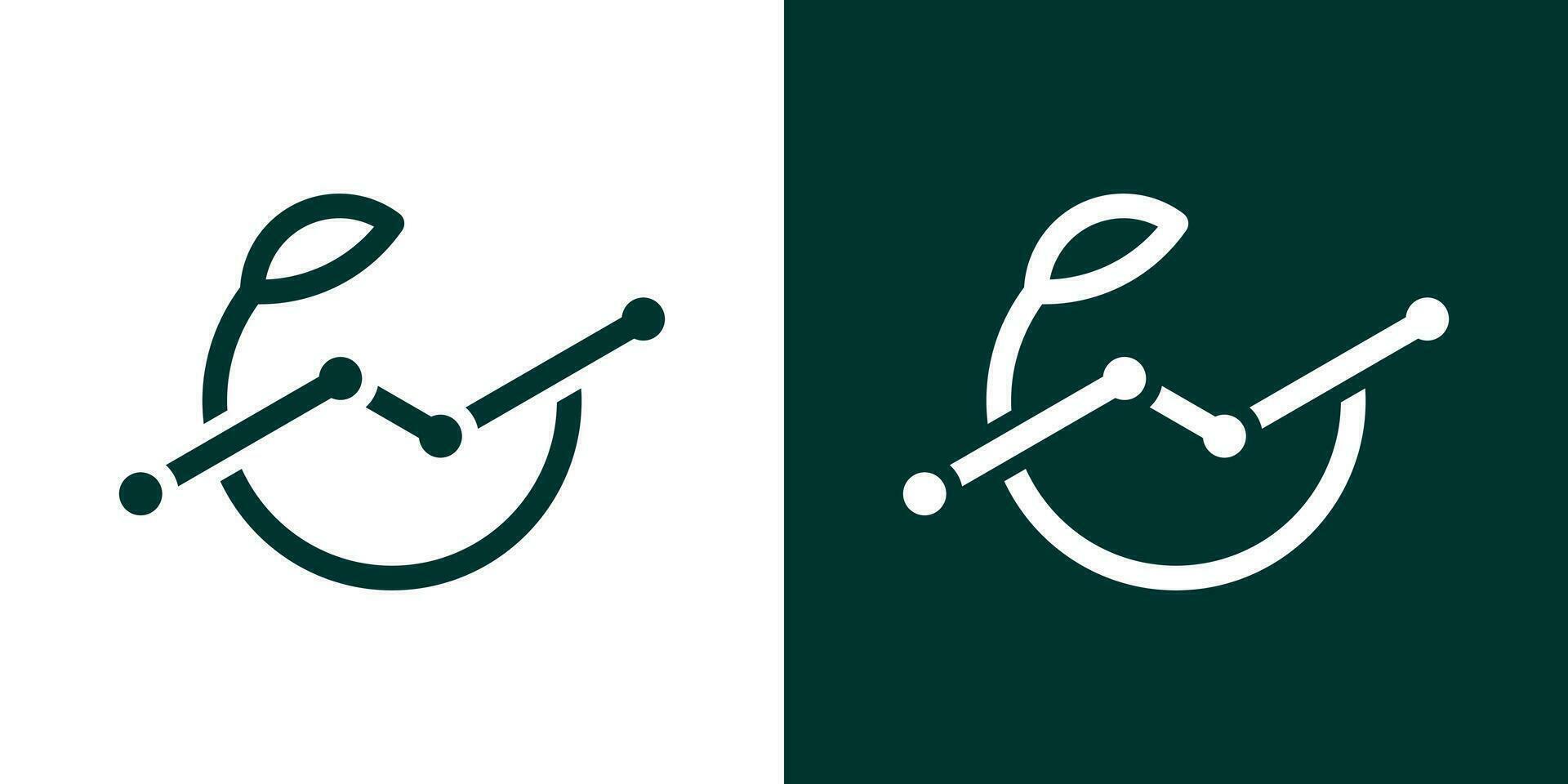 logo design element plant and financial graphic created in line and minimal style vector