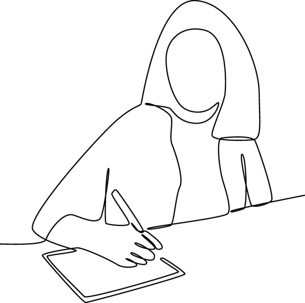 One continuous line drawing of Freelancer filling invoice, distance job payroll, money transfer online, remote and work payment concept. Doodle vector illustration in simple linear style.