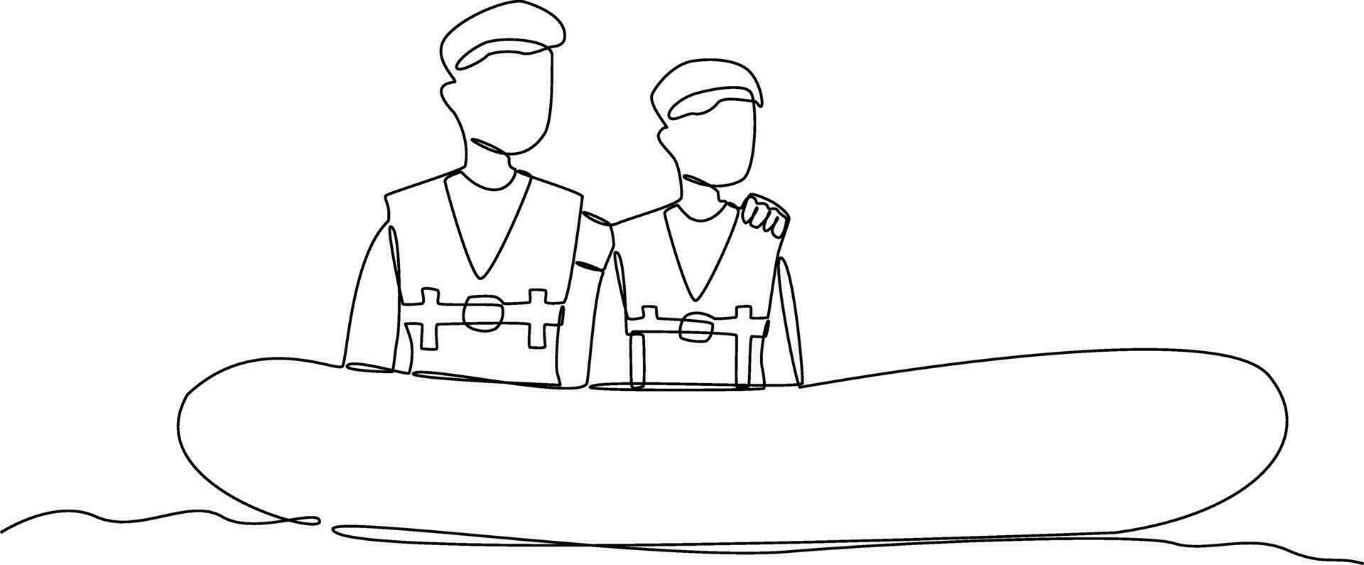 One continuous line drawing of Emergency rescue concept. Doodle vector illustration in simple linear style.