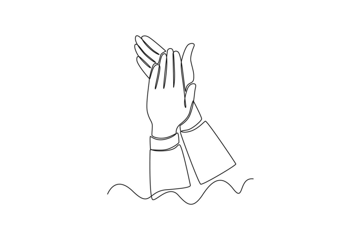 Continuous one line drawing of happy people group, welcoming and applauding concept. Doodle vector illustration in simple linear style.
