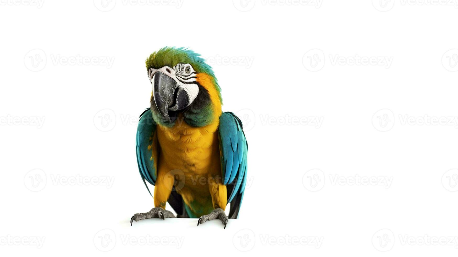 Photo of a macaw bird on white background