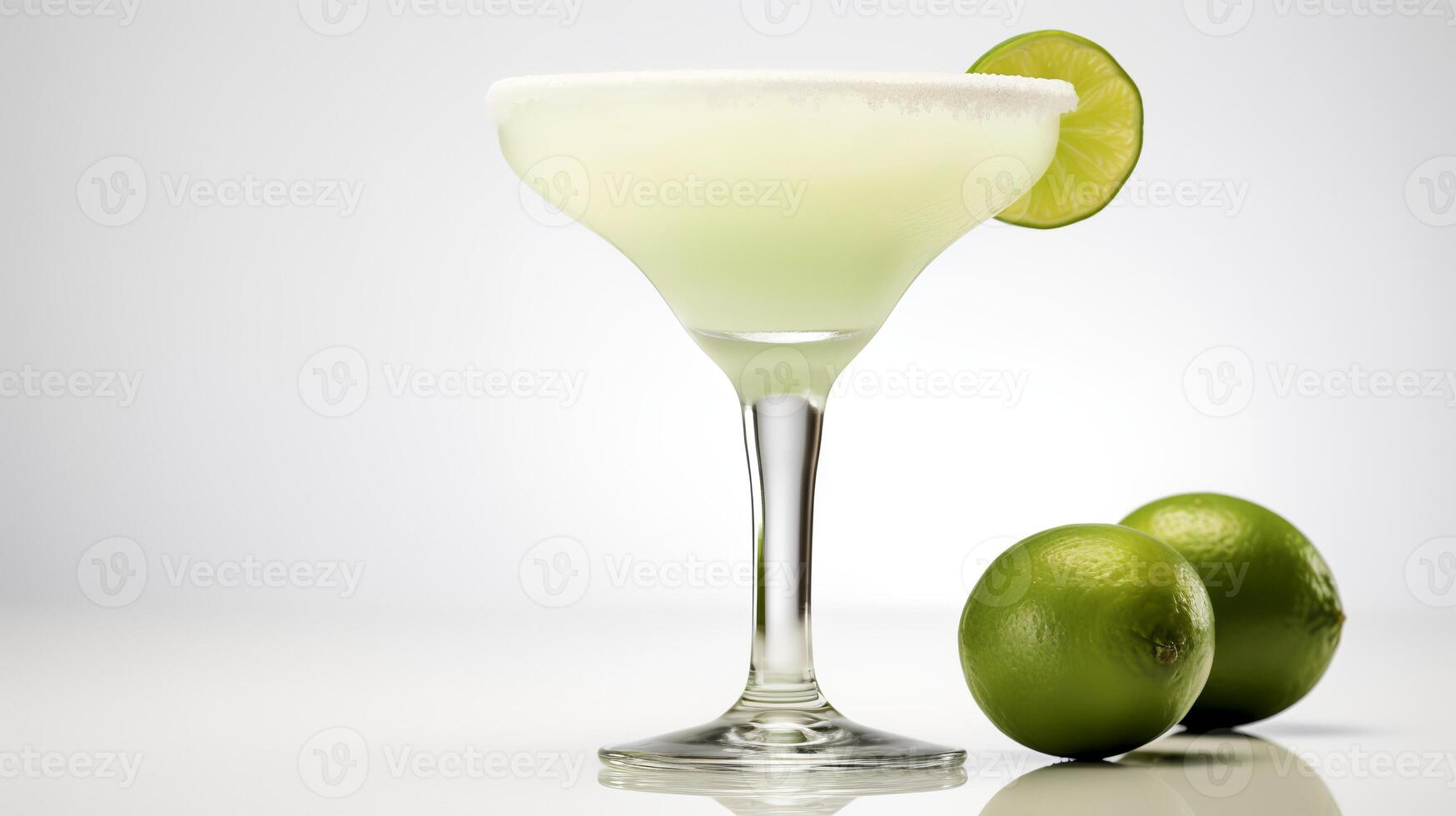 Food photography of margaritas with lemon wedges isolated on white background. photo