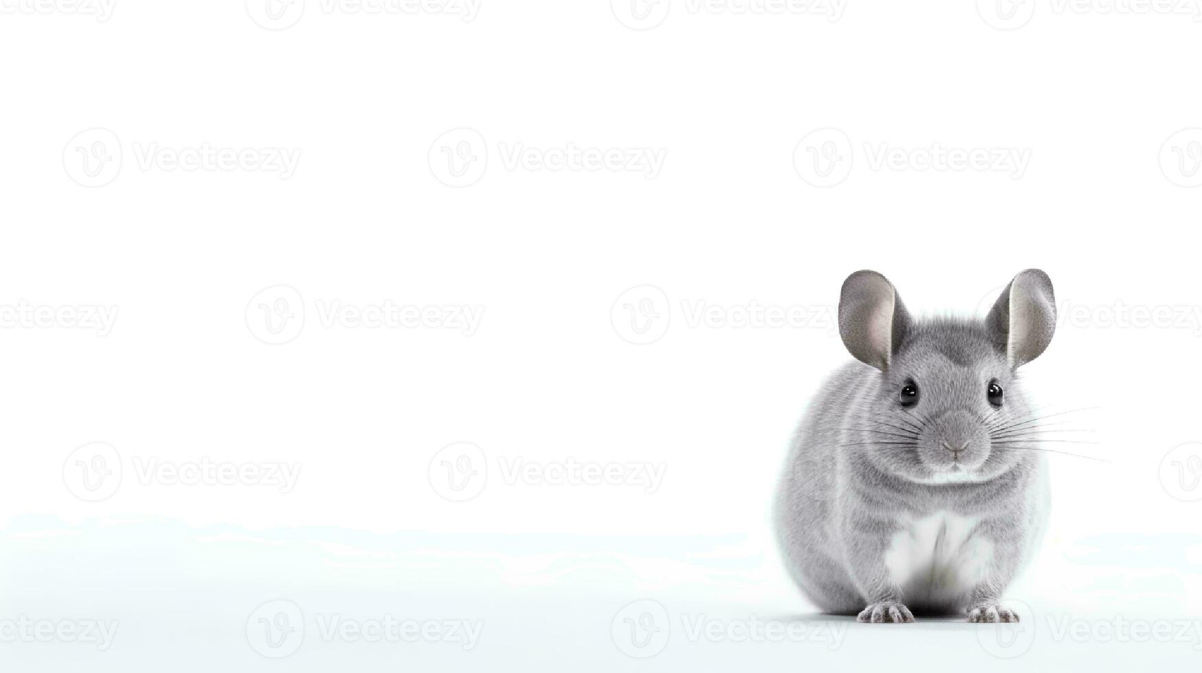 Photo of a chinchilla on white background. Generative AI