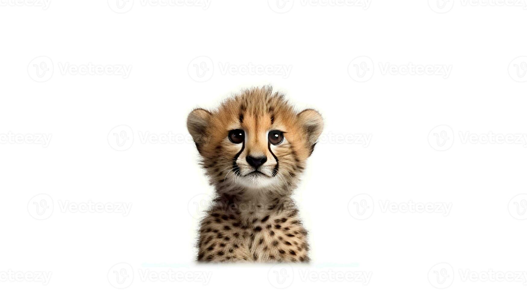 foto de un leopardo en blanco antecedentes. generativo ai