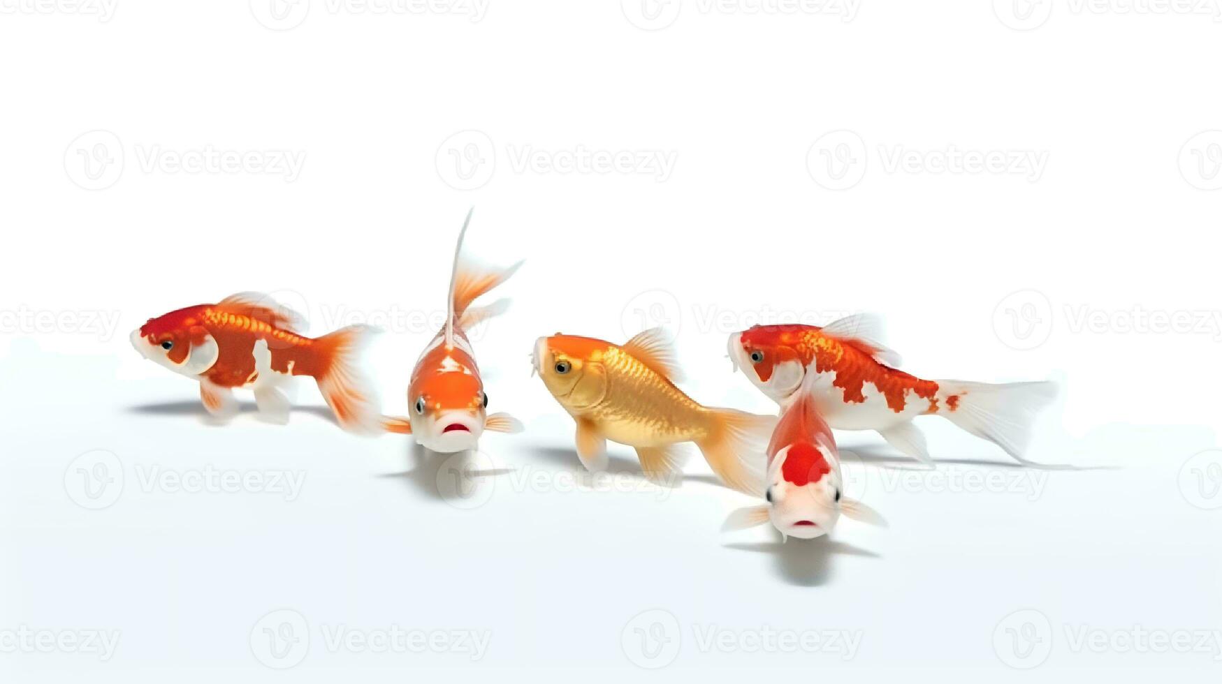 Photo of a kohaku koi on white background. Generative AI