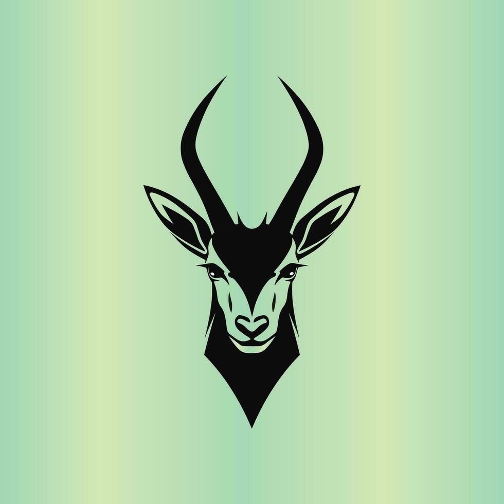 Vector Art of a Black Antelope Head on Green