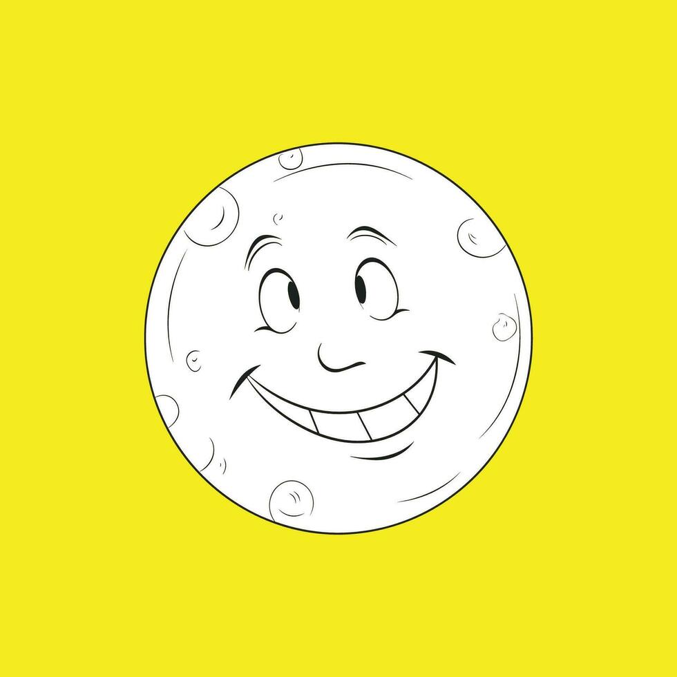 Vector Cartoon of a Smiling Moon on Yellow
