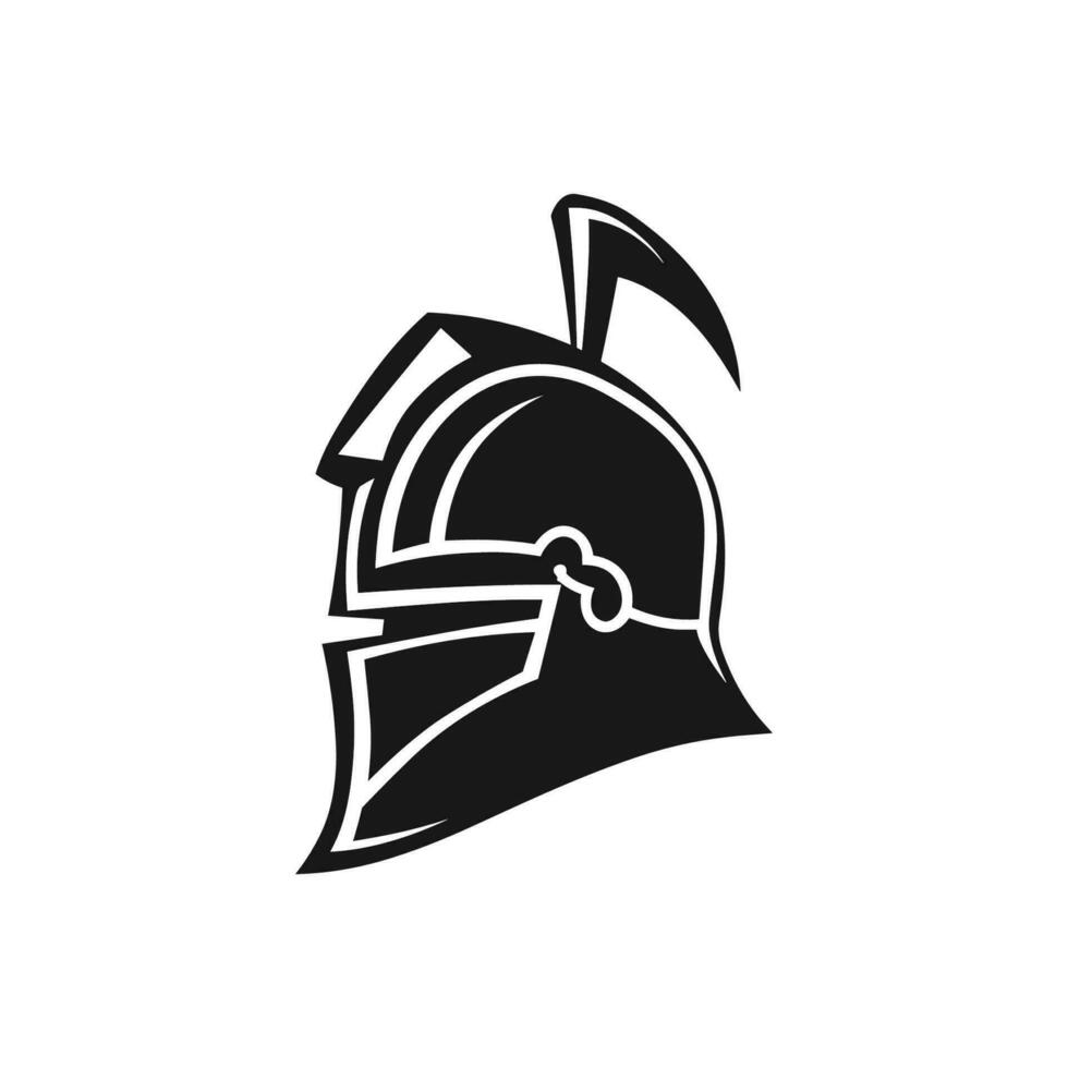 Vector Image of a Knights Helmet with Blue Feather