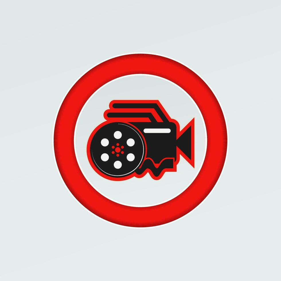 Video camera and Film reel icon with a white background vector