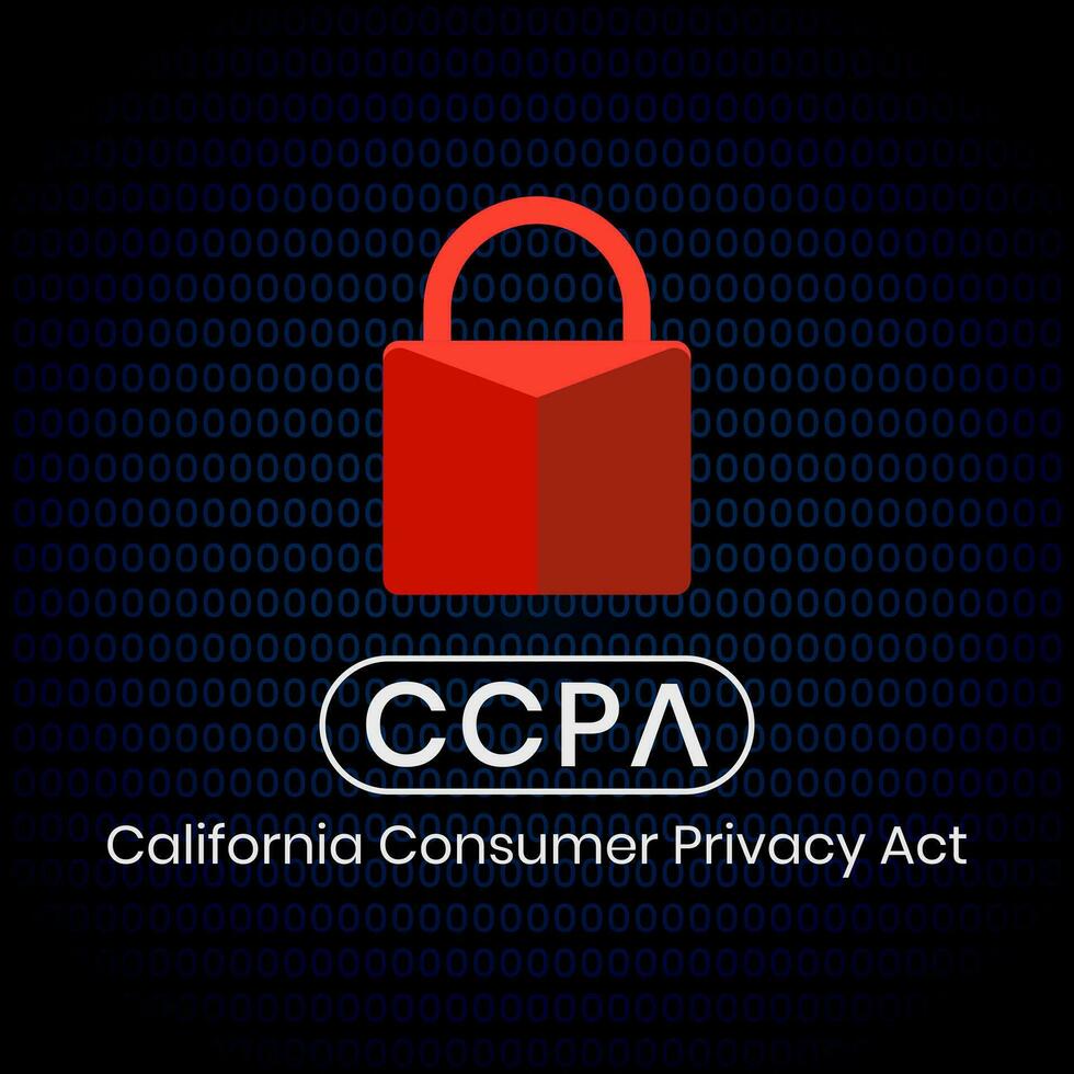 California Consumer Privacy Act or CCPA symbol with lock illustration for editorial and websites vector
