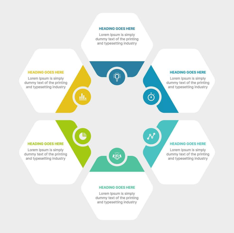 seis opciones circulo ciclo infografía modelo diseño vector