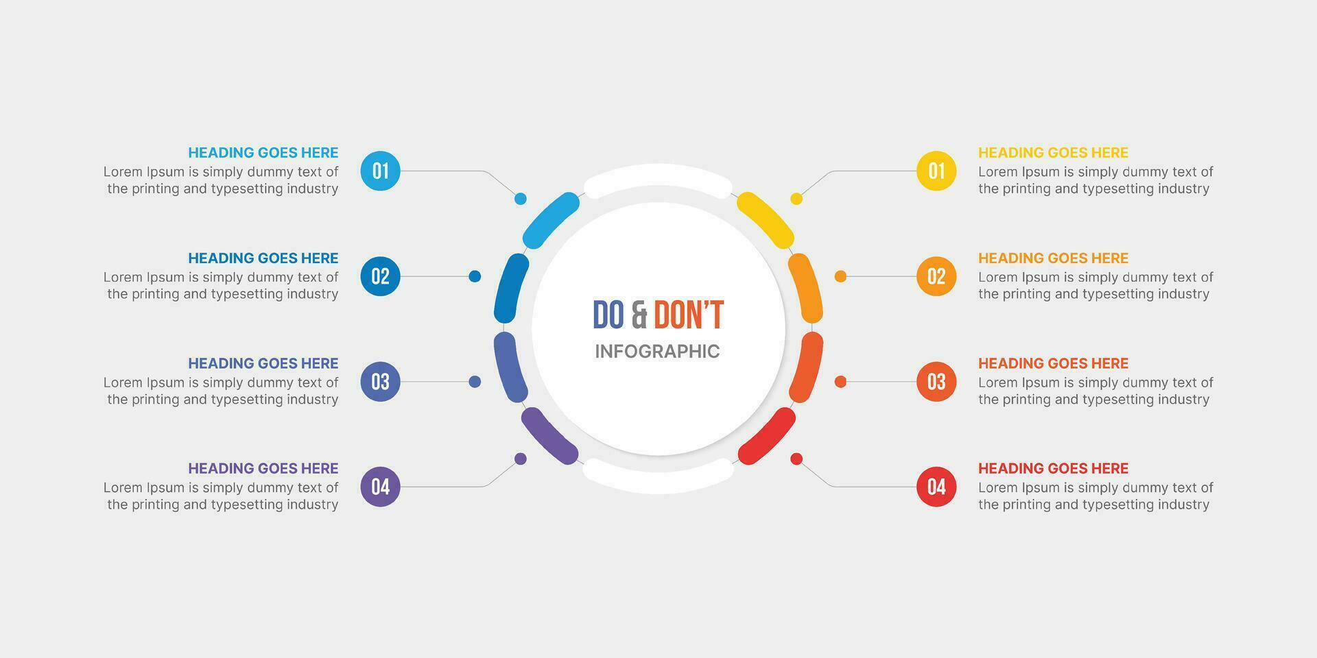 dos y no, pros y contras, vs, versus comparación circulo infografía diseño modelo vector