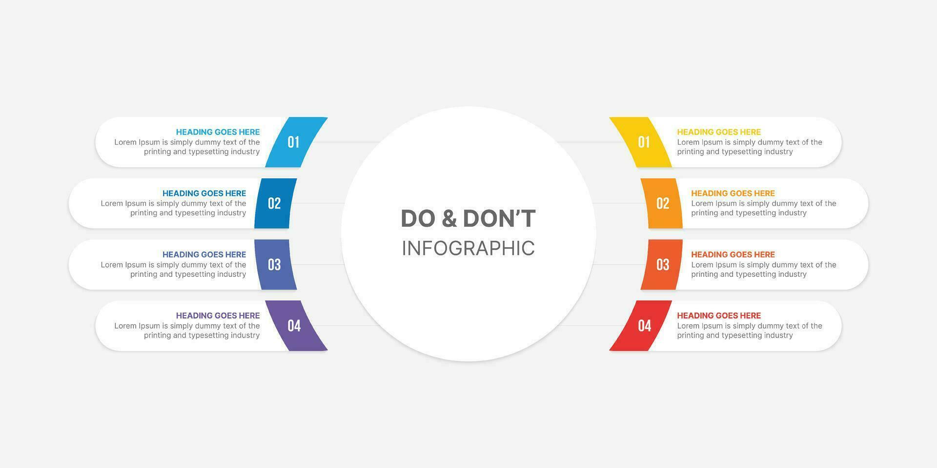 Dos and Don'ts, Pros and Cons, Vs, Versus Comparison Circle Infographic Design Template vector