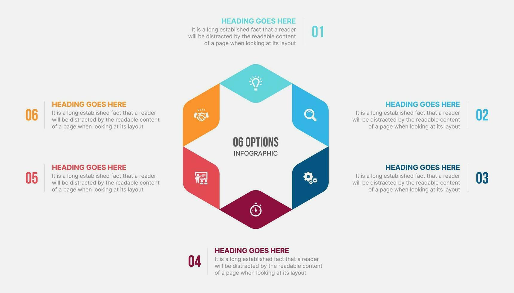 Six Options Circle Cycle Infographic Template Design vector